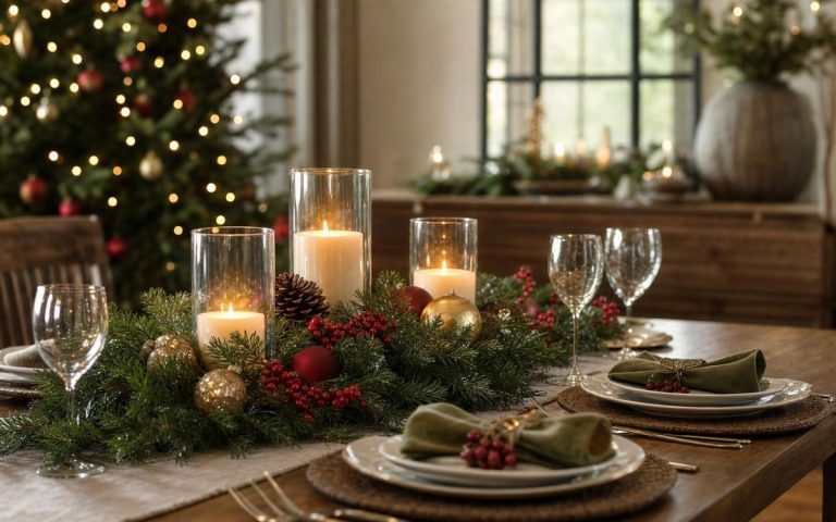 Photorealistic Christmas Table Decor & Tablescapes seasonal decor vignette