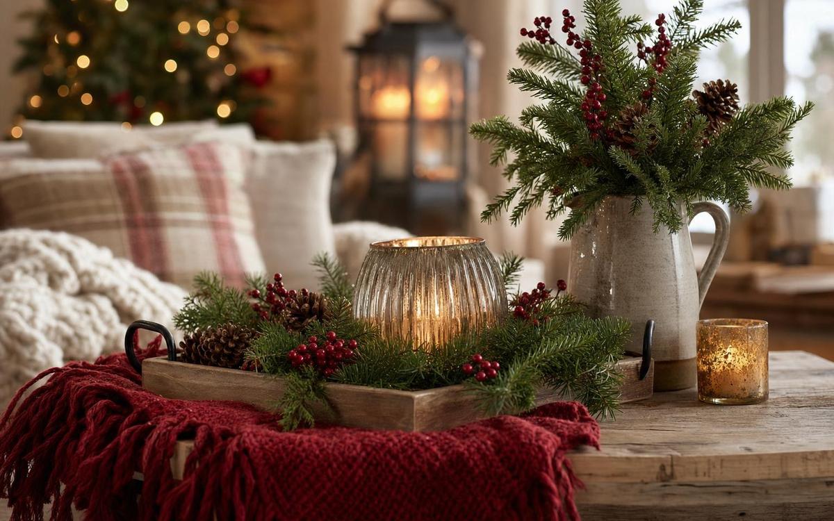 Photorealistic Farmhouse Christmas Decor seasonal decor vignette