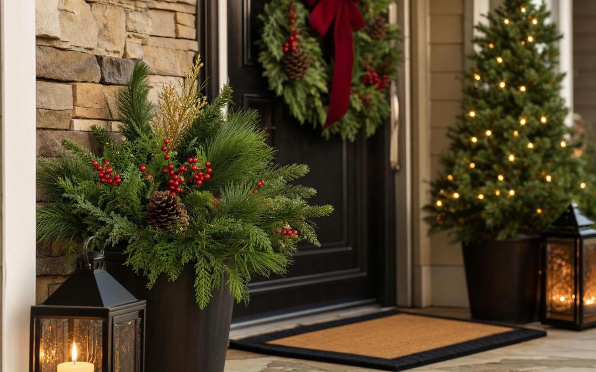 Photorealistic Christmas Porch Decor seasonal decor vignette