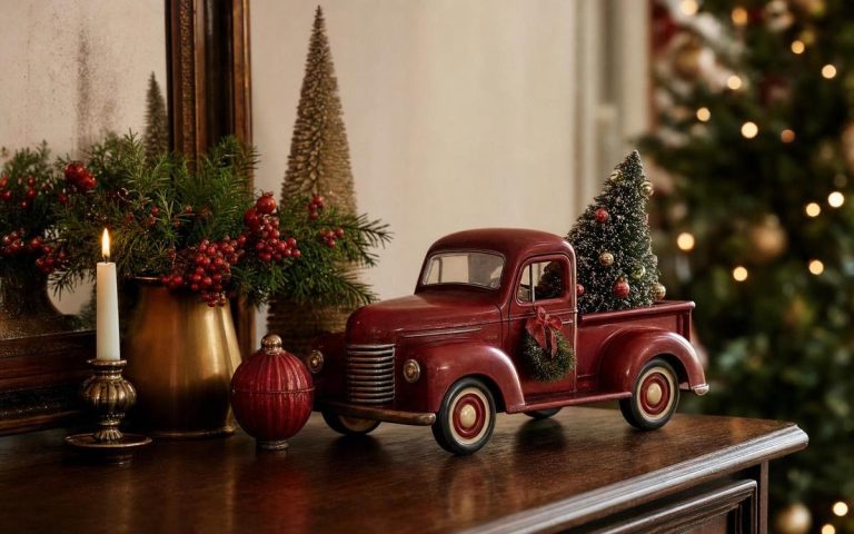 Photorealistic Vintage Christmas Decor seasonal decor vignette