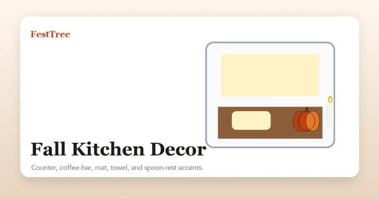 Illustrated fall kitchen decor scene