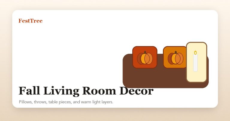Illustrated fall living room decor scene