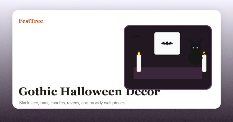 Illustrated gothic Halloween decor scene