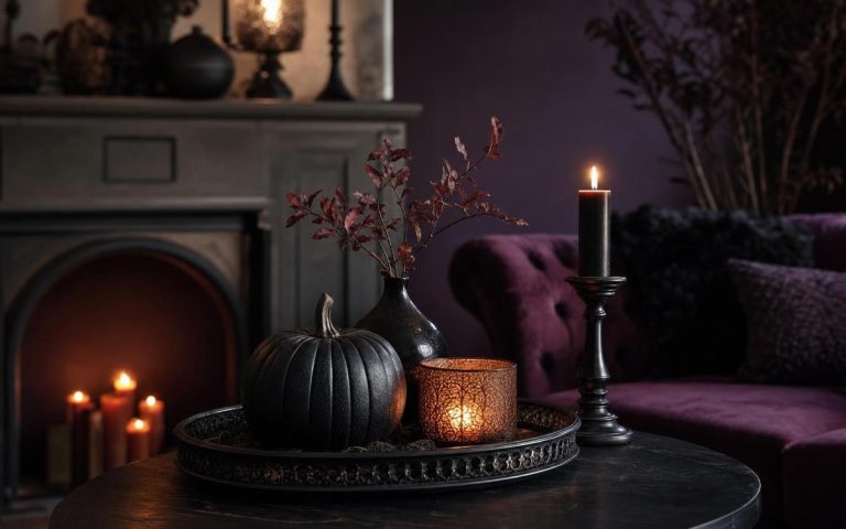 Photorealistic Halloween Decorations Indoor seasonal decor vignette