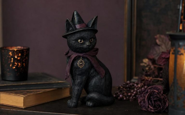 Photorealistic Black Cat Halloween Decor seasonal decor vignette