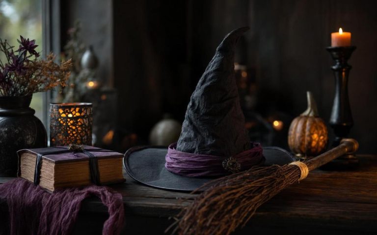 Photorealistic Witch Decor: Modern vs Traditional seasonal decor vignette