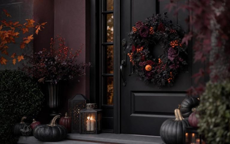 Photorealistic Halloween Door Decor & Banners seasonal decor vignette