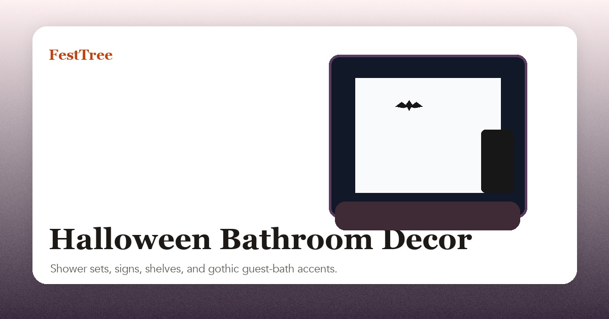 Illustrated Halloween bathroom decor scene