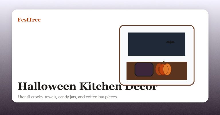 Illustrated Halloween kitchen decor scene