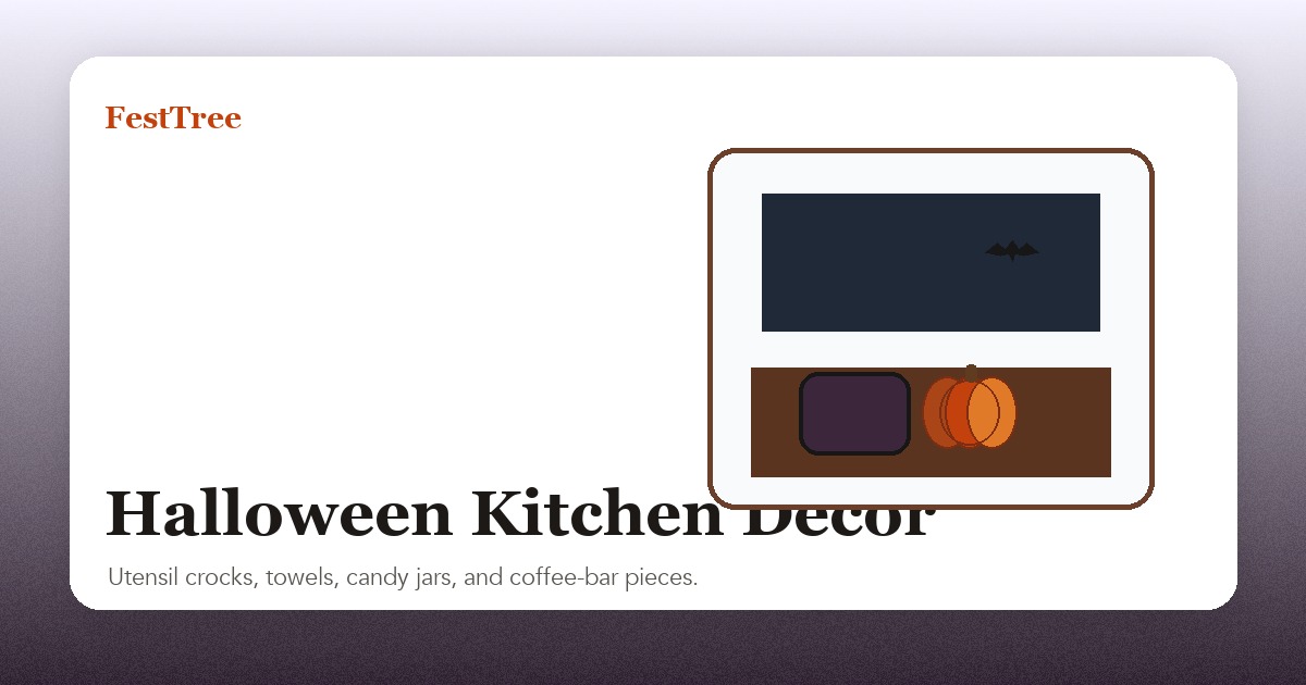 Illustrated Halloween kitchen decor scene