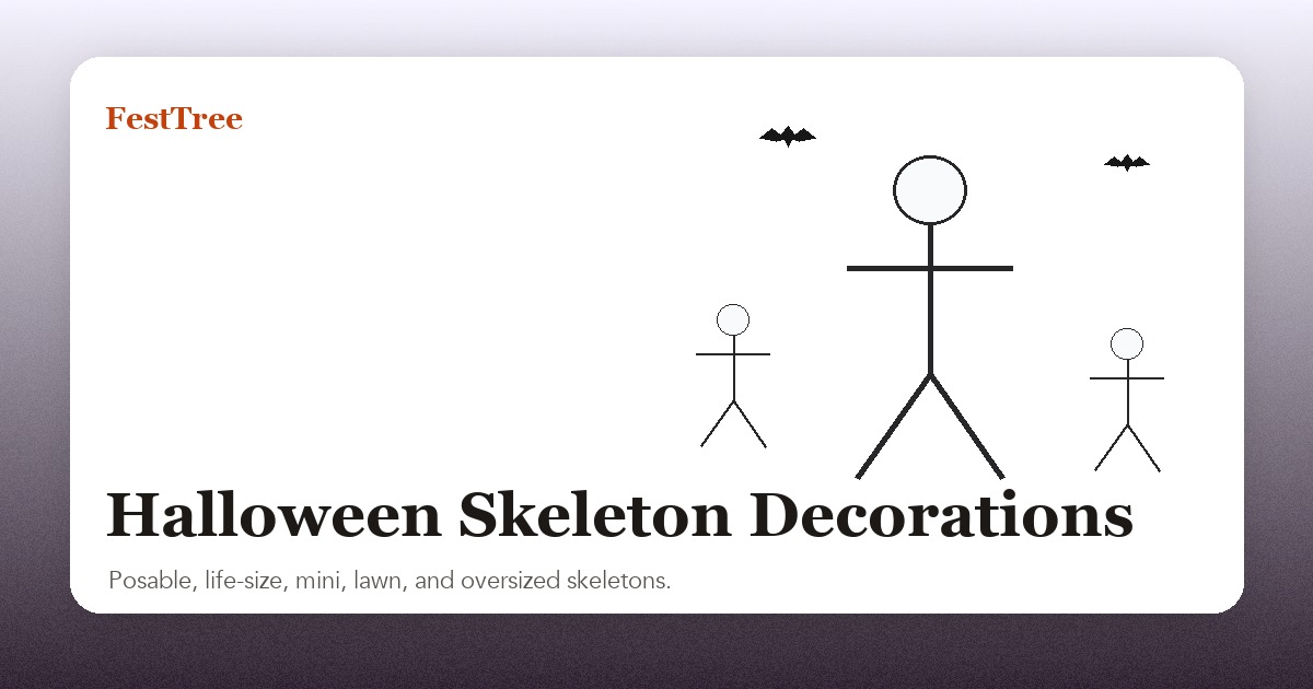 Illustrated Halloween skeleton decor scene