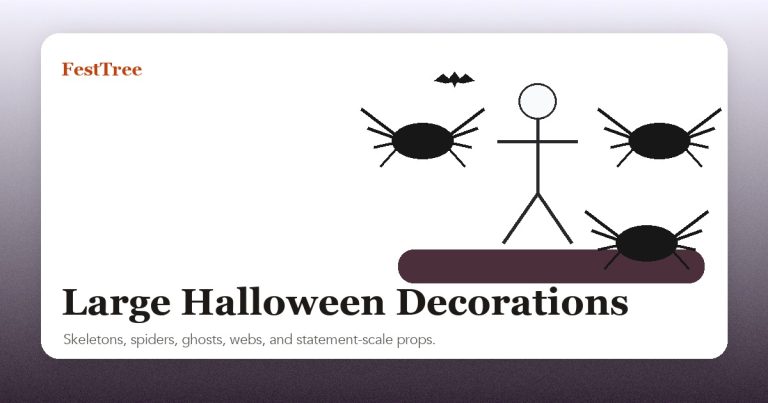 Illustrated large Halloween decorations scene