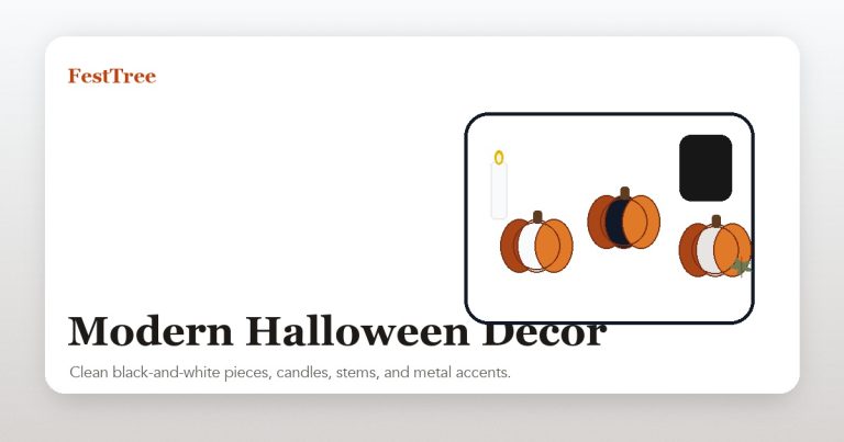 Illustrated modern Halloween decor scene