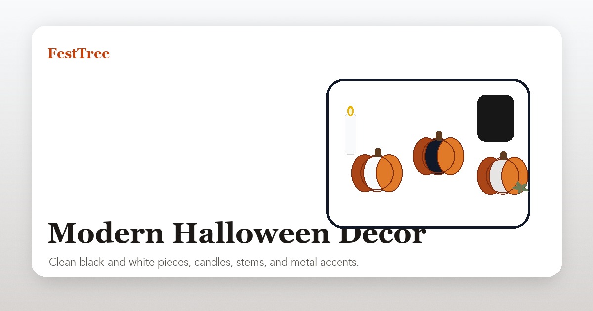Illustrated modern Halloween decor scene