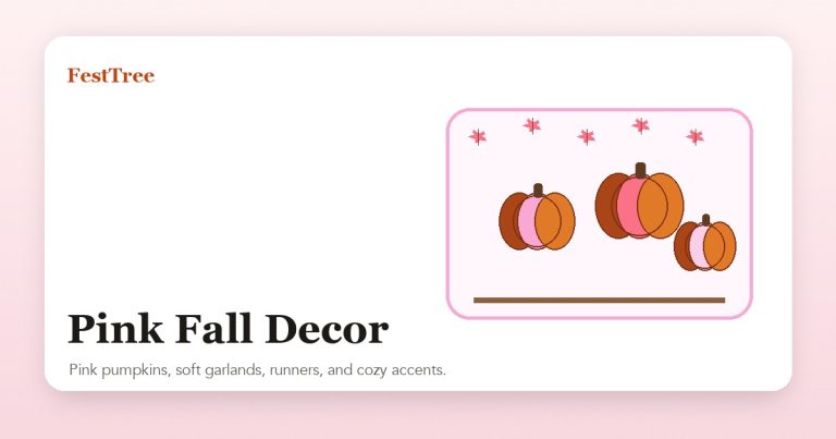 Illustrated pink fall decor scene