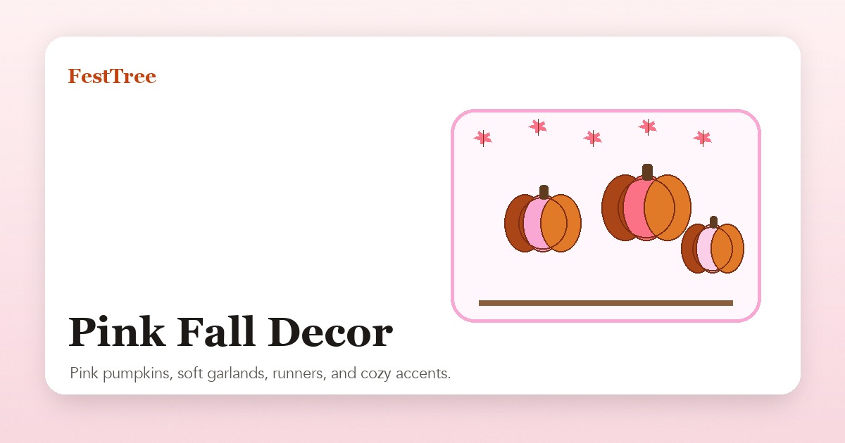 Illustrated pink fall decor scene