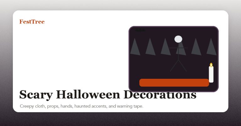 Illustrated scary Halloween decor scene