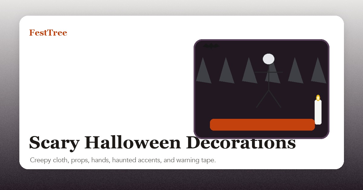 Illustrated scary Halloween decor scene